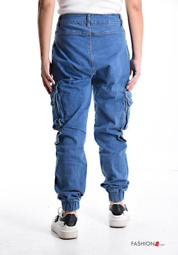 Jeans en Coton avec poches à boutons avec élastique avec fermeture éclair - ph 2
