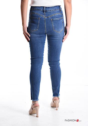 Cotton Jeans with buttons with pockets with rhinestones with zip - ph 2
