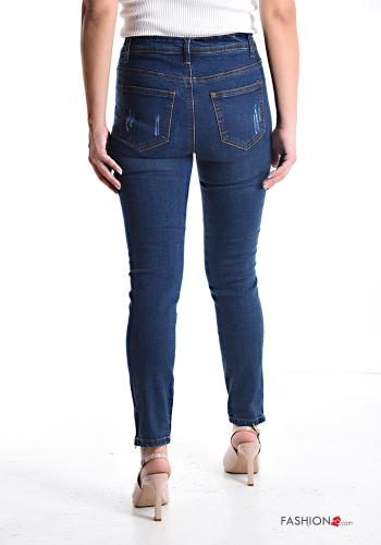 Jeans en Coton skinny à boutons avec fermeture éclair avec poches - ph 2