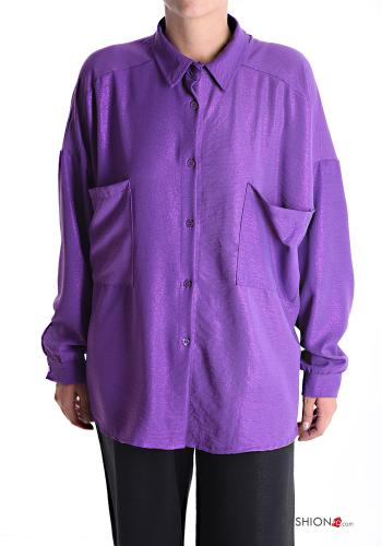 Camicia oversize maniche lunghe con bottoni con tasche - ph 1