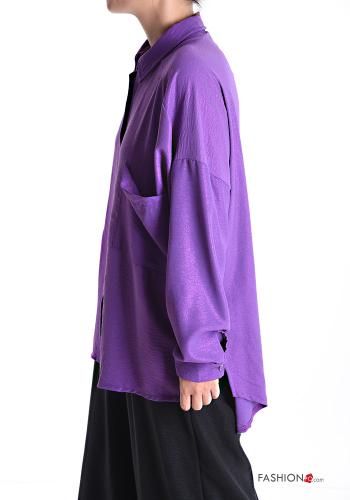 Camicia oversize maniche lunghe con bottoni con tasche - ph 3