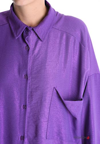 Camicia oversize maniche lunghe con bottoni con tasche - ph 4