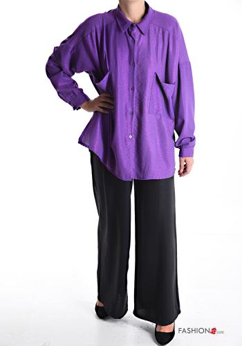 Camicia oversize maniche lunghe con bottoni con tasche - ph 5