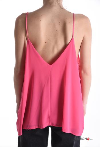 Top scollato sulla schiena senza maniche pizzo oversize con fodera - ph 2