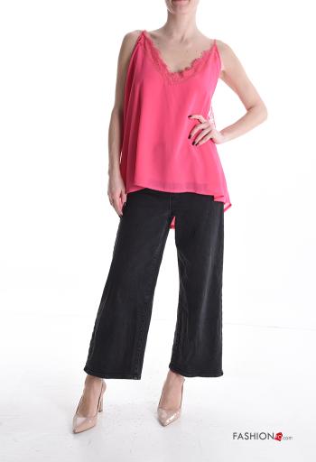 Top scollato sulla schiena senza maniche pizzo oversize con fodera - ph 5