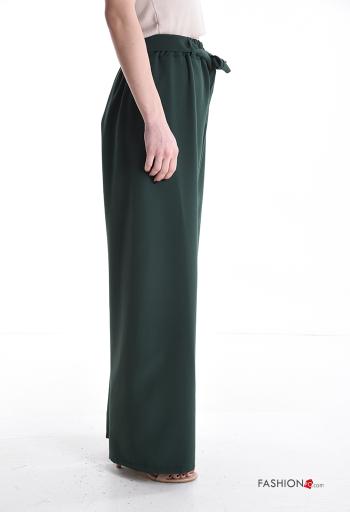 Pantalone wide leg con cintura in stoffa con elastico - ph 3