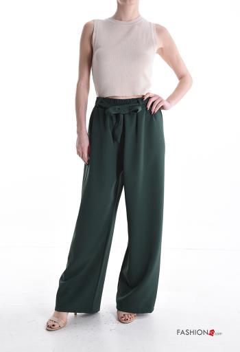 Pantalone wide leg con cintura in stoffa con elastico - ph 5