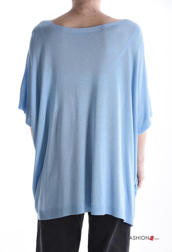Maglione oversize maniche a tre quarti scollo a V con strass - ph 2