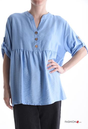 Blusa con bottoni maniche a tre quarti