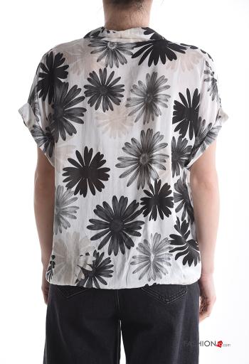 Camicia maniche corte con colletto Fantasia floreale con bottoni con nodo - ph 2