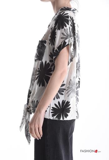 Camicia maniche corte con colletto Fantasia floreale con bottoni con nodo - ph 3