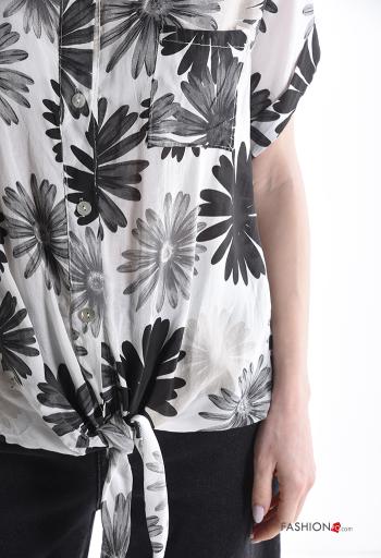Camicia maniche corte con colletto Fantasia floreale con bottoni con nodo - ph 4