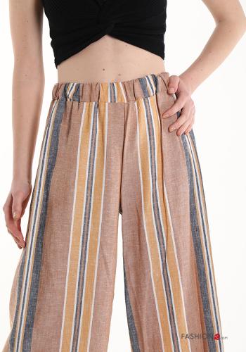 Streifenmuster Hose aus Leinen mit gummizug - ph 4