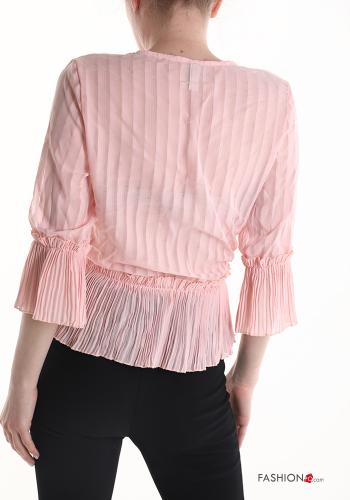 Blusa con cuello en v con lazo manga tres cuartos - ph 2