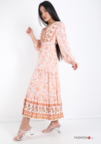 Kleid  Spitze V-Ausschnitt mit Volants Blumenmuster - ph 1