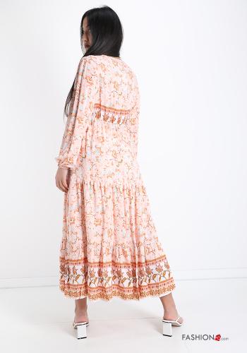 Kleid  Spitze V-Ausschnitt mit Volants Blumenmuster - ph 2