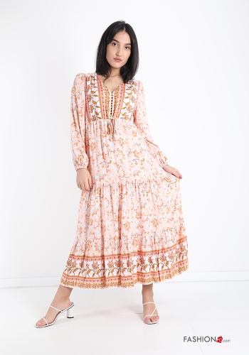 Kleid  Spitze V-Ausschnitt mit Volants Blumenmuster - ph 3