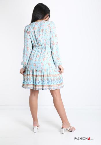 Kleid  mit Volants V-Ausschnitt Blumenmuster - ph 2