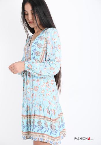 Kleid  mit Volants V-Ausschnitt Blumenmuster - ph 3