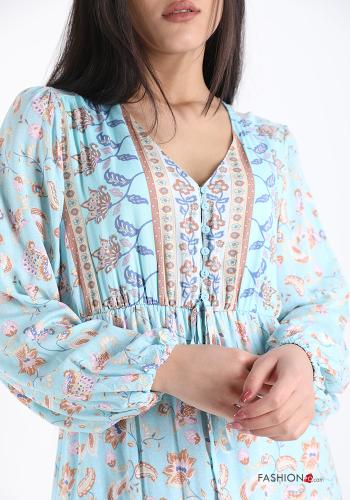 Kleid  mit Volants V-Ausschnitt Blumenmuster - ph 4