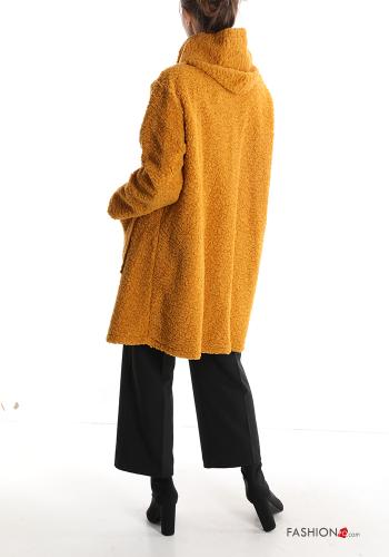Wool Mix Coat with buttons with hood with pockets - ph 2