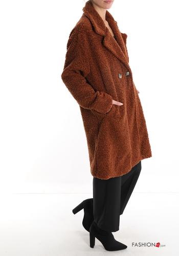 Teddy Bär Kunstfell Mantel aus Wollmischung mit Knöpfen mit Taschen - ph 3