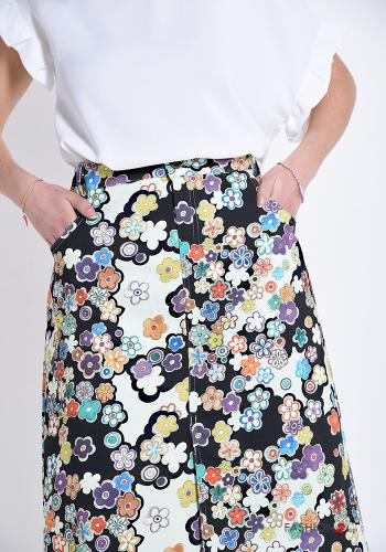 Gonna in Cotone Fantasia floreale con tasche - ph 4
