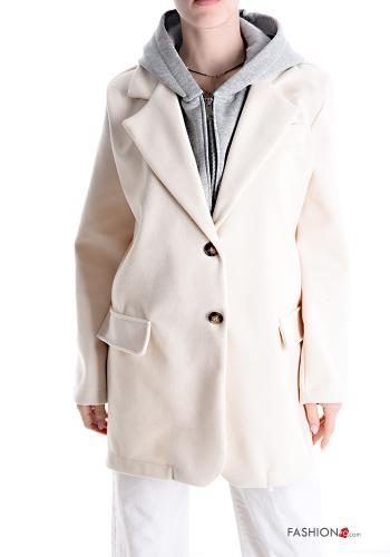 Cotton Coat with buttons without lining with pockets with hood
