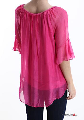 Besticktes Muster Bluse aus Seide - ph 2