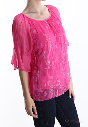 Besticktes Muster Bluse aus Seide - ph 3