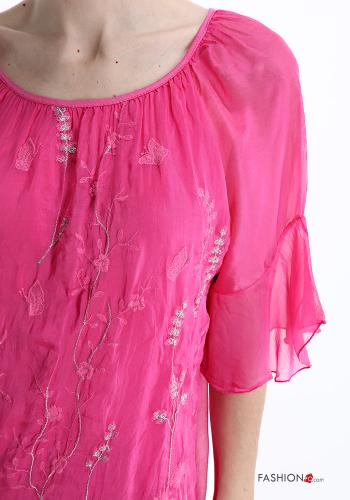 Besticktes Muster Bluse aus Seide - ph 4