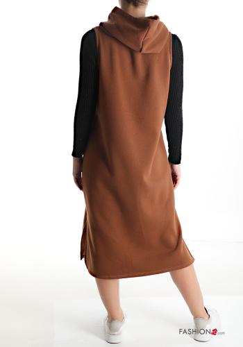 long Cotton Sleeveless Dress with pockets with hood - ph 2