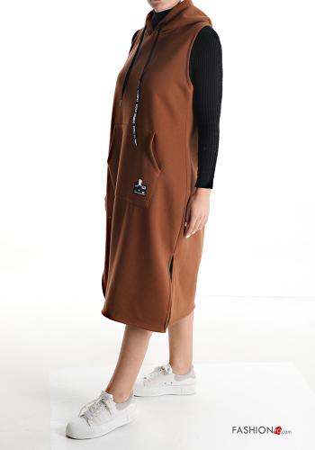 long Cotton Sleeveless Dress with pockets with hood - ph 3