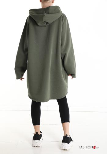 Felpa in Cotone con zip con tasche con cappuccio - ph 2
