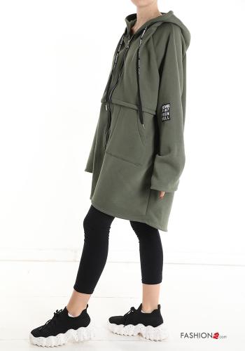 Felpa in Cotone con zip con tasche con cappuccio - ph 3