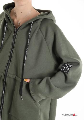 Felpa in Cotone con zip con tasche con cappuccio - ph 4