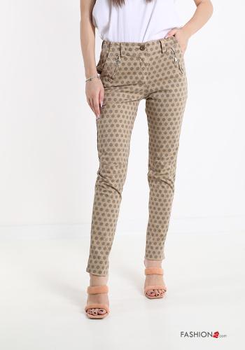 Geometrisches Muster Chino aus Baumwolle mit Taschen - ph 1