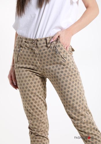 Geometrisches Muster Chino aus Baumwolle mit Taschen - ph 4