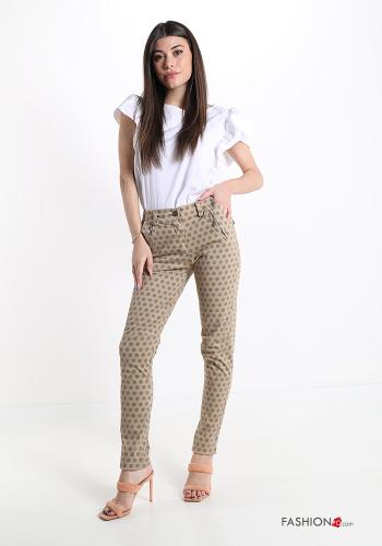 Geometrisches Muster Chino aus Baumwolle mit Taschen - ph 5