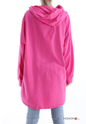 Felpa in Cotone oversize Fantasia stampata con cappuccio - ph 2