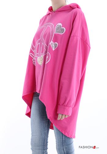 Felpa in Cotone oversize Fantasia stampata con cappuccio - ph 3