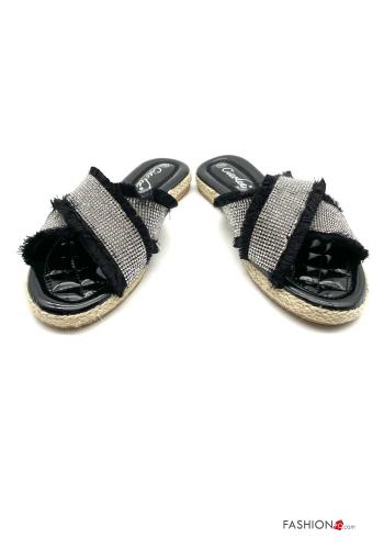 Slide Sandals  with rhinestones with fringes - ph 1
