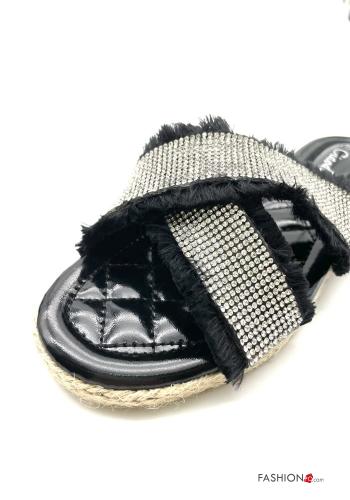Slide Sandals  with rhinestones with fringes - ph 2