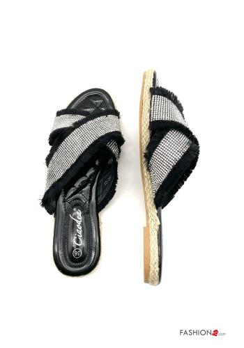 Slide Sandals  with rhinestones with fringes - ph 4