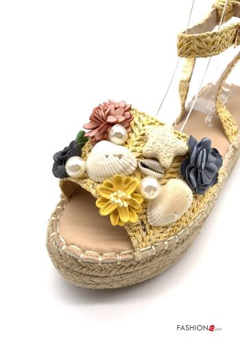 Sandalias  con perlas cuña con correa regulable - ph 2