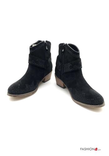 Stivaletti con strass con zip con cinturino - ph 1