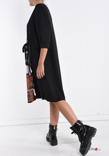 Vestido em Lã mista Padrão Estampado com fita - ph 2