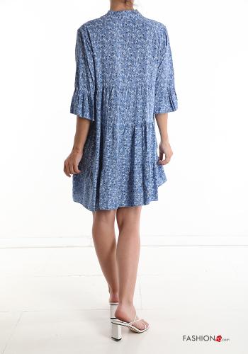 Floral Dress with flounces with v-neck with buttons - ph 2