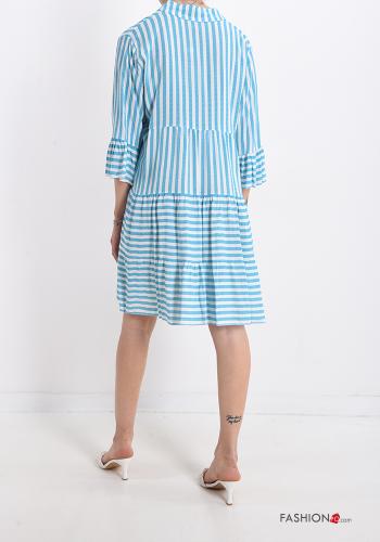 Striped Dress with flounces with v-neck with buttons - ph 2