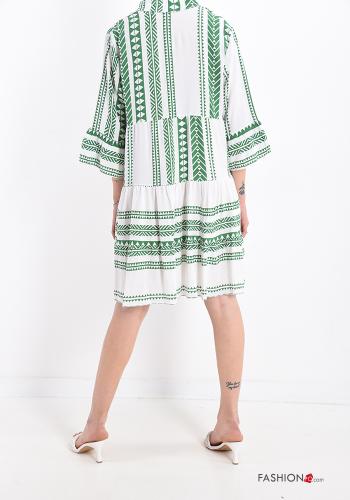 Vestido Estampado Geométrico con volantes con cuello en v - ph 2